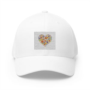 Front page embroidered floral heart cap — colorful love baseball hat